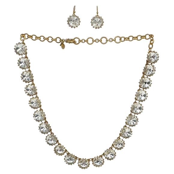 J.CREW Crystal Venus Flytrap Statement Necklace & Earring Set - Picture 1 of 7